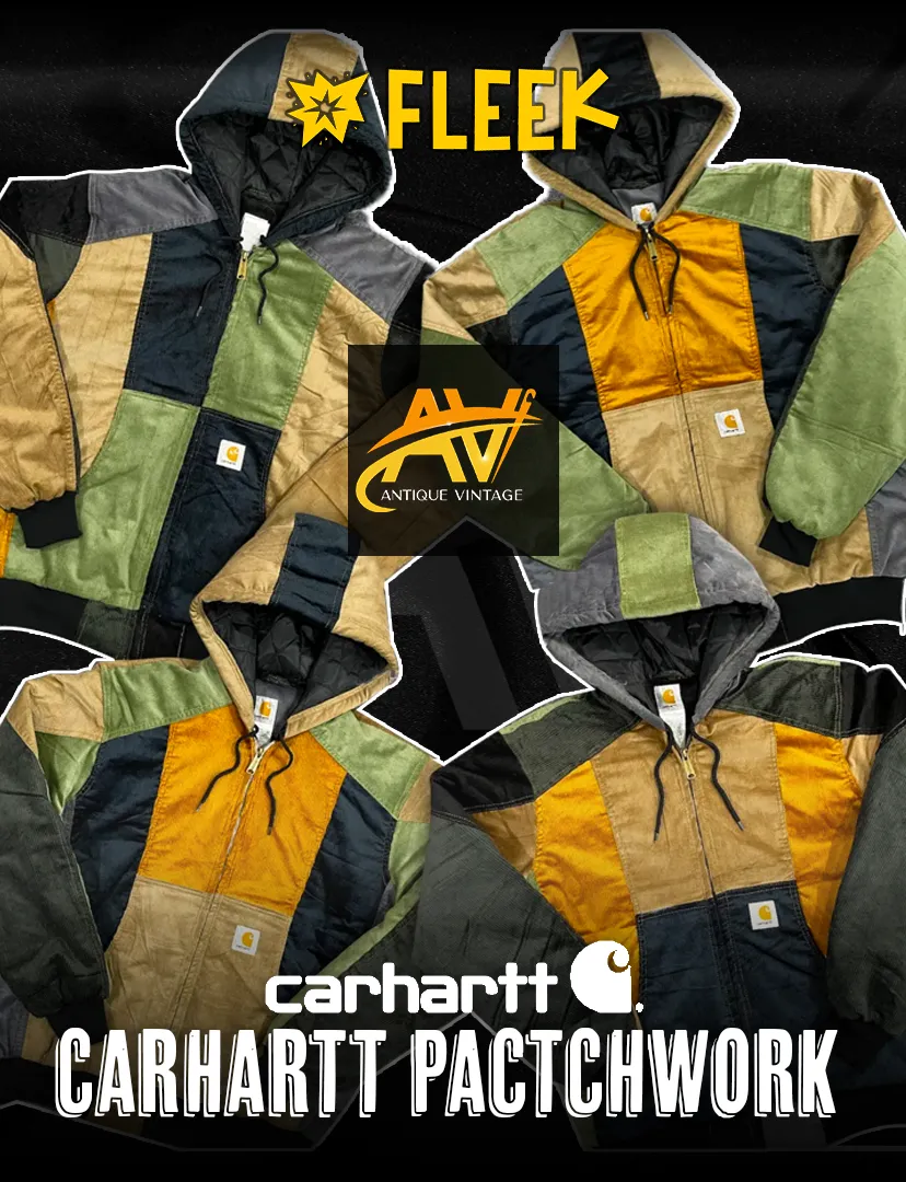 Jacket com capuz estilo patchwork refeito da Carha..