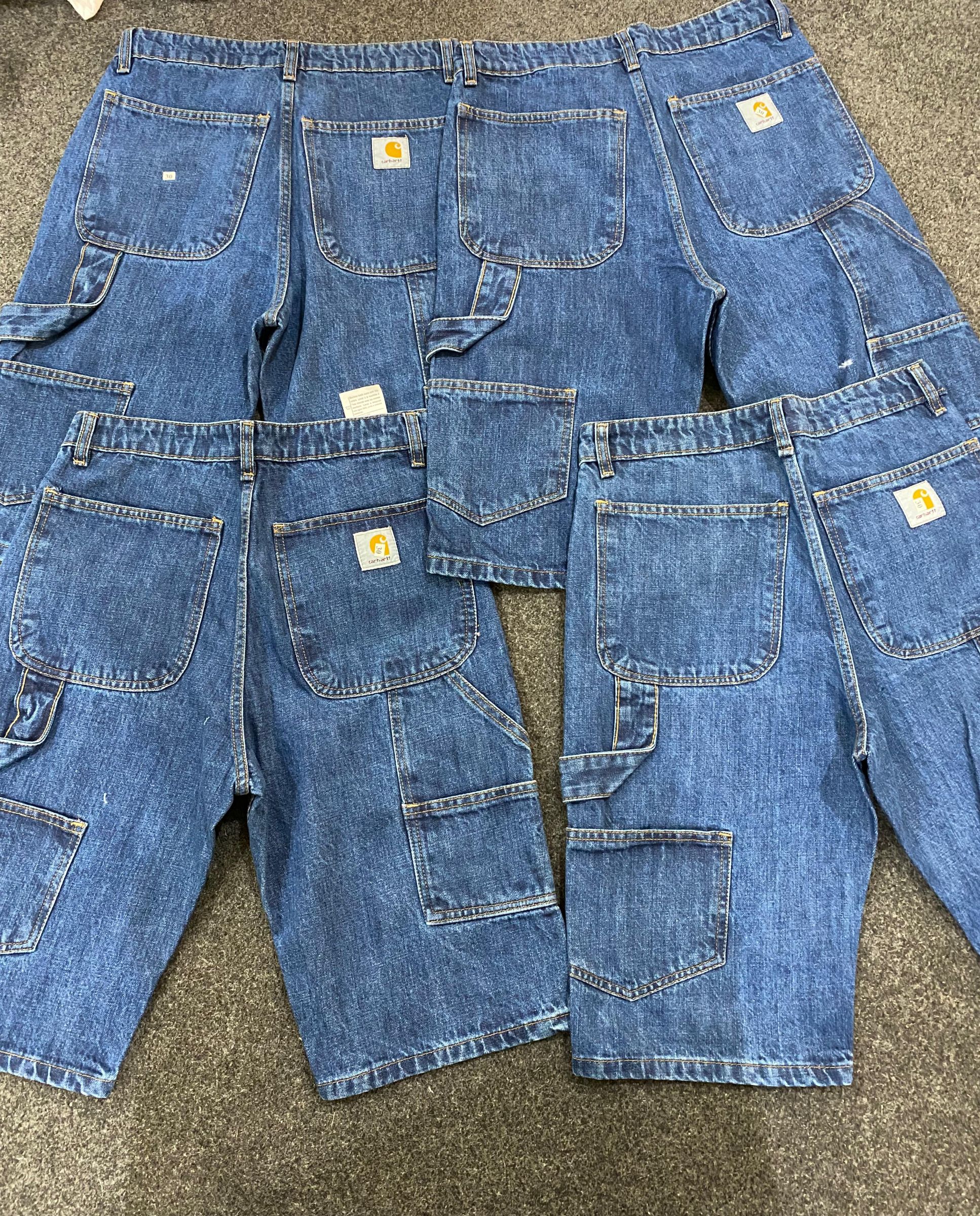 REW-Carhartt ミッドブルーリワークスタイルシングルニーカーショーツ/ジョーツ