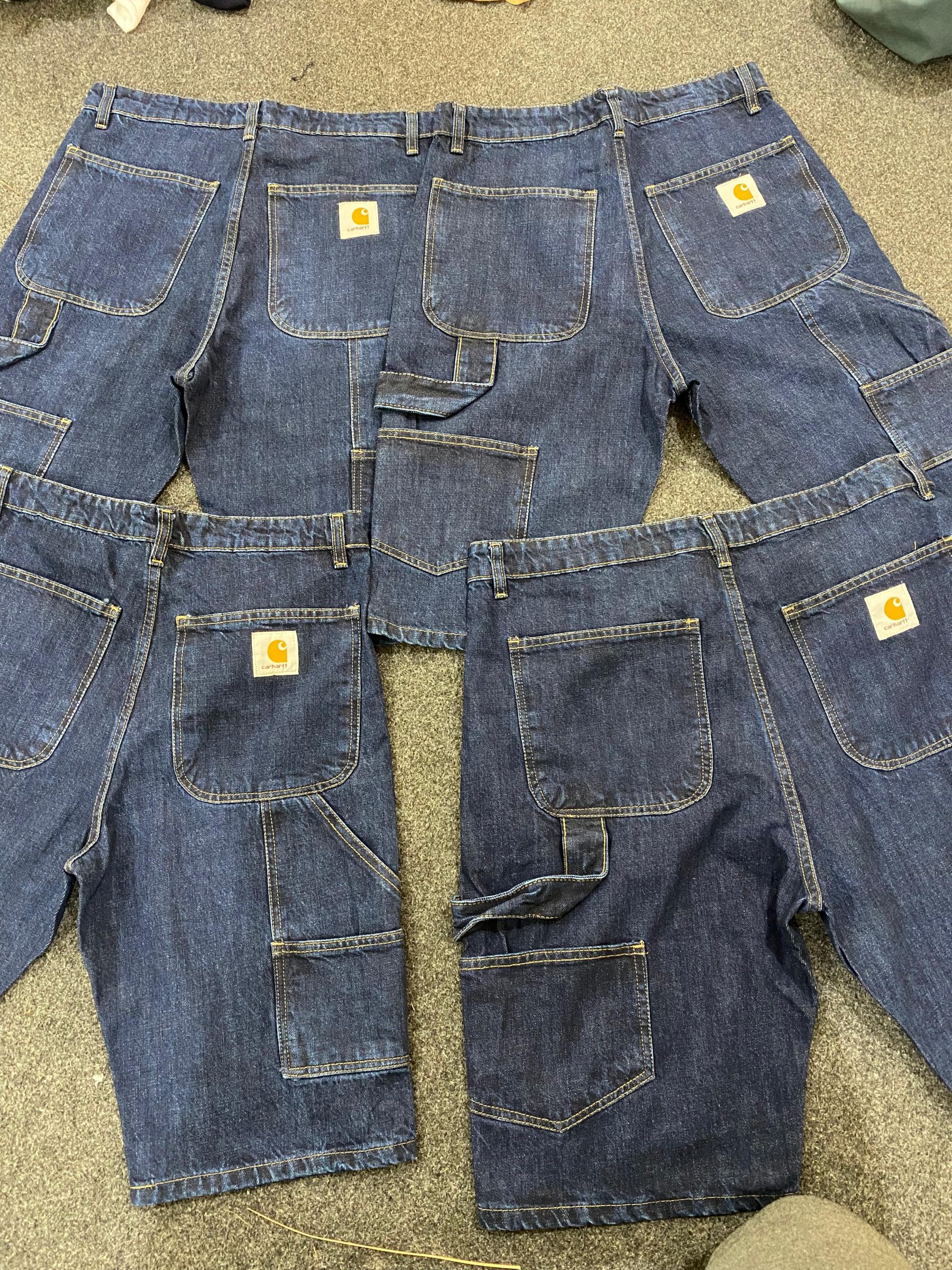 「REW-Carhartt ダークブルー リワークスタイル シングルニーカー ショートパンツ/ジョル..