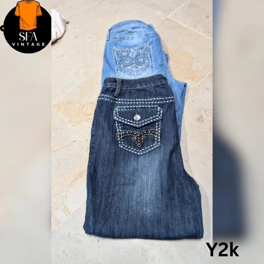 y2k embroidery jeans