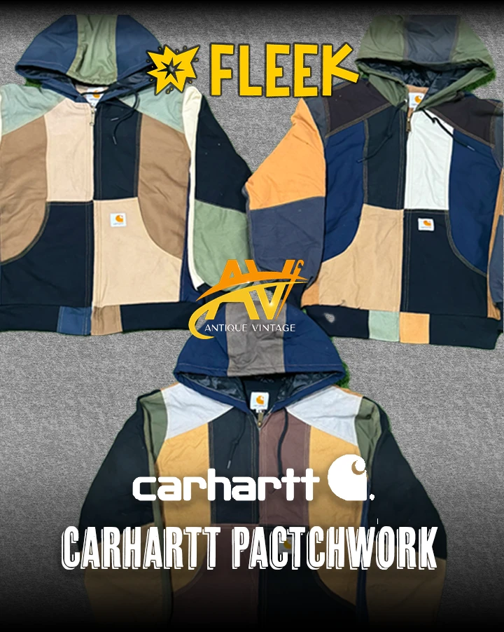 カーハートのリワークスタイルのパッチワークフーディジャケット