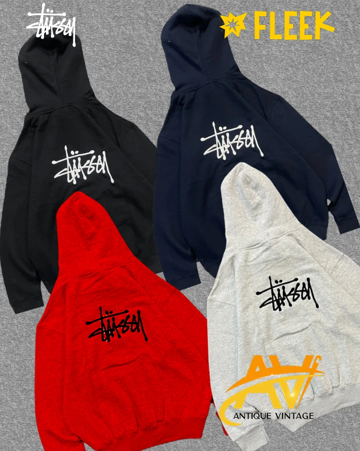 felpe con cappuccio ricamate in stile stussy rewor..