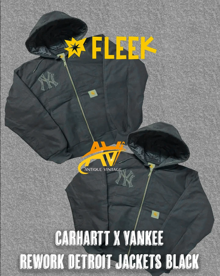carhartt x yakenn 再構築スタイル デトロイト ジャケット フード ブラック
