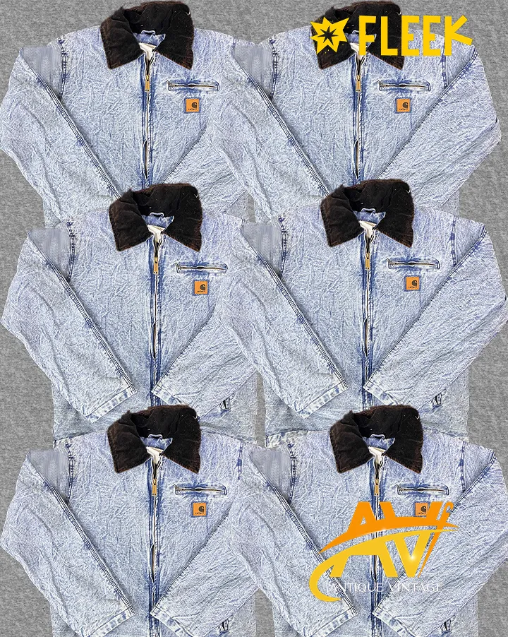 carhartt blue reworked style acid washed denim det..