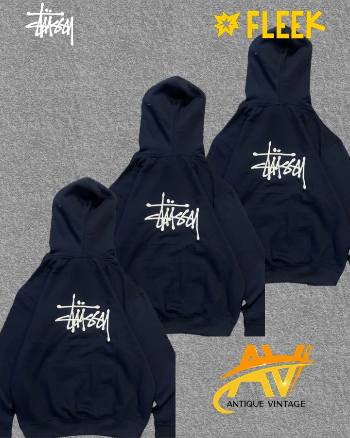 Stussy blue rework style pullover hoodies