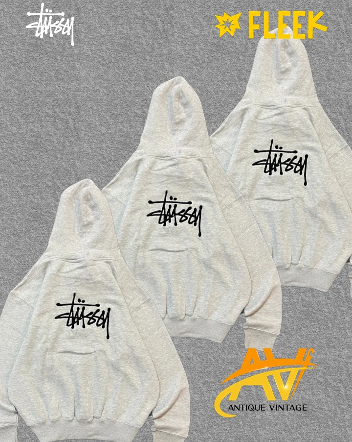 Stussy grey rework style pullover hoodies