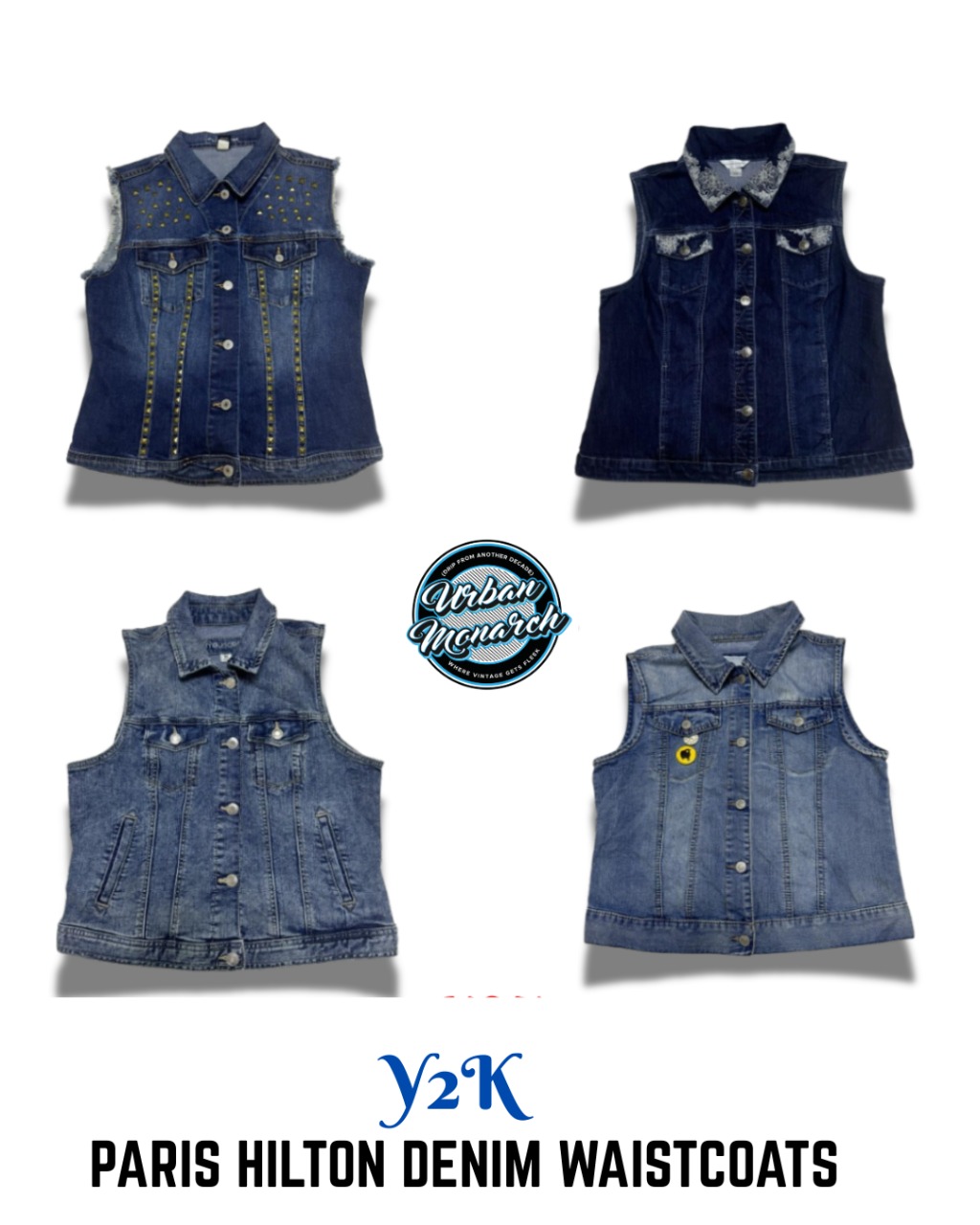 Y2K Paris Hilton Denim Waistcoats - UMW0043
