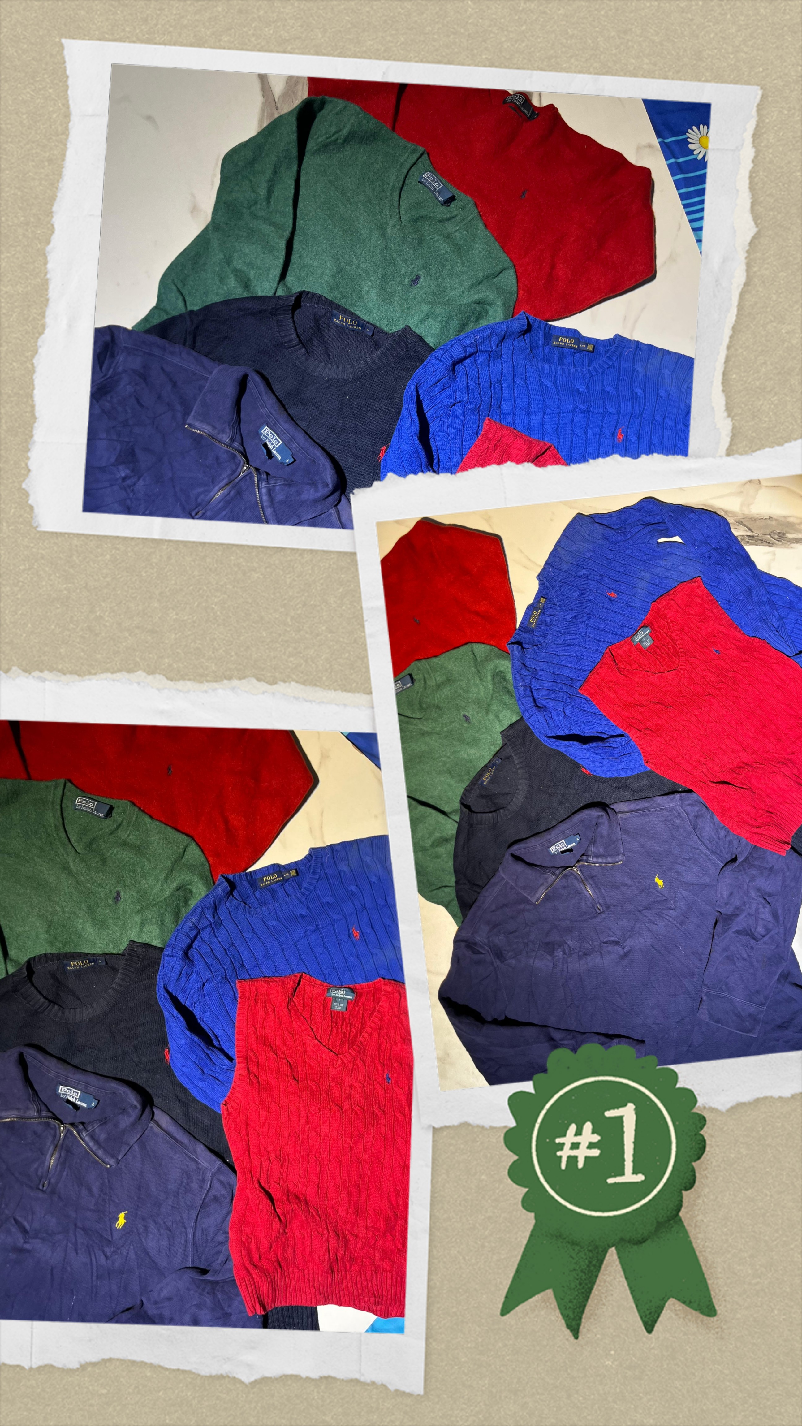 Pulls polo vintage authentiques Polo Ralph Lauren