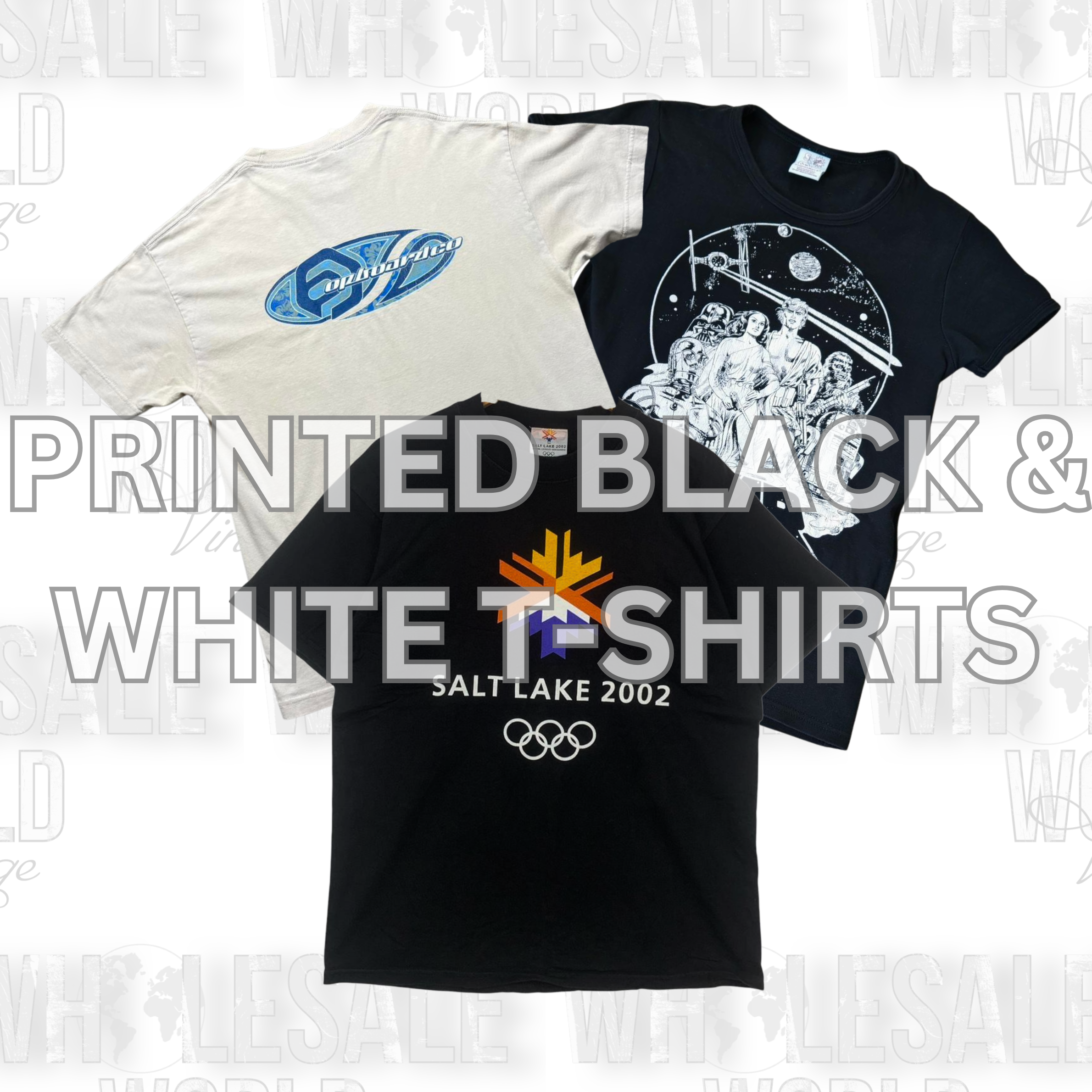 BEDRUCKTE SCHWARZ-WEISS T-SHIRT - GRADE AB