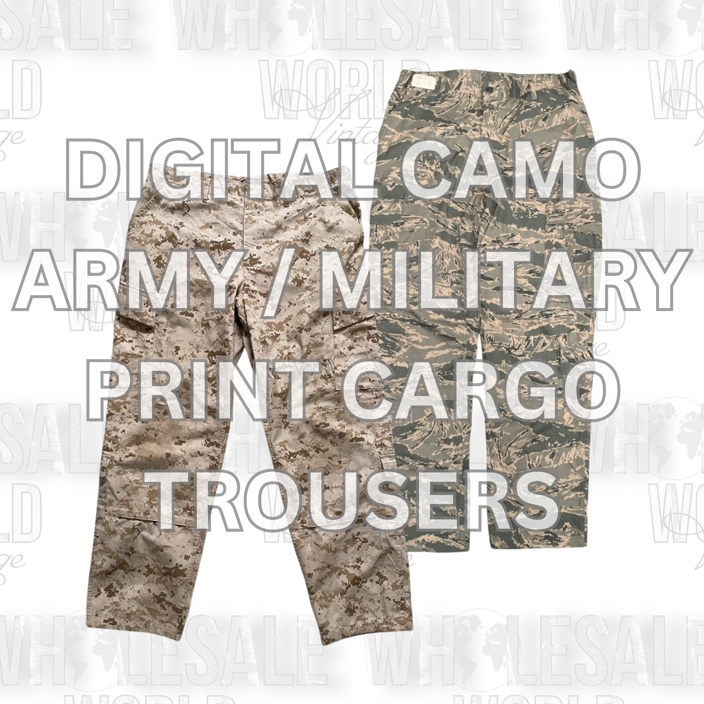 PANTALONS CARGO CAMOUFLAGE NUMÉRIQUE ARMÉE / MILIT..