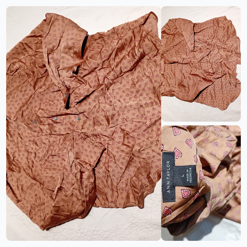 Ann Taylor Button-Up Shirt with Heart Print