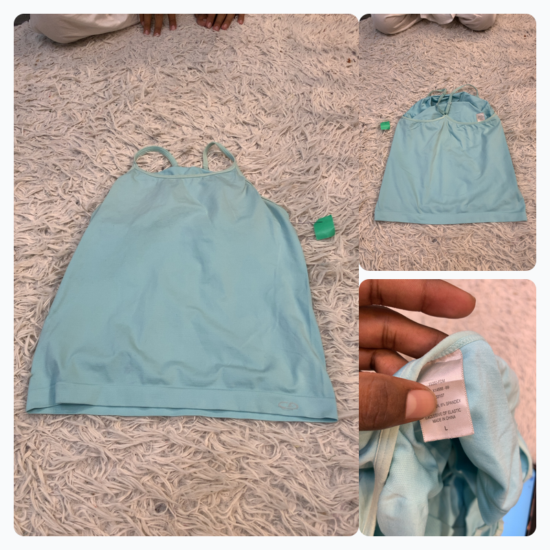 Pastel Aqua Cotton-Blend Camisole Tank with Adjust..