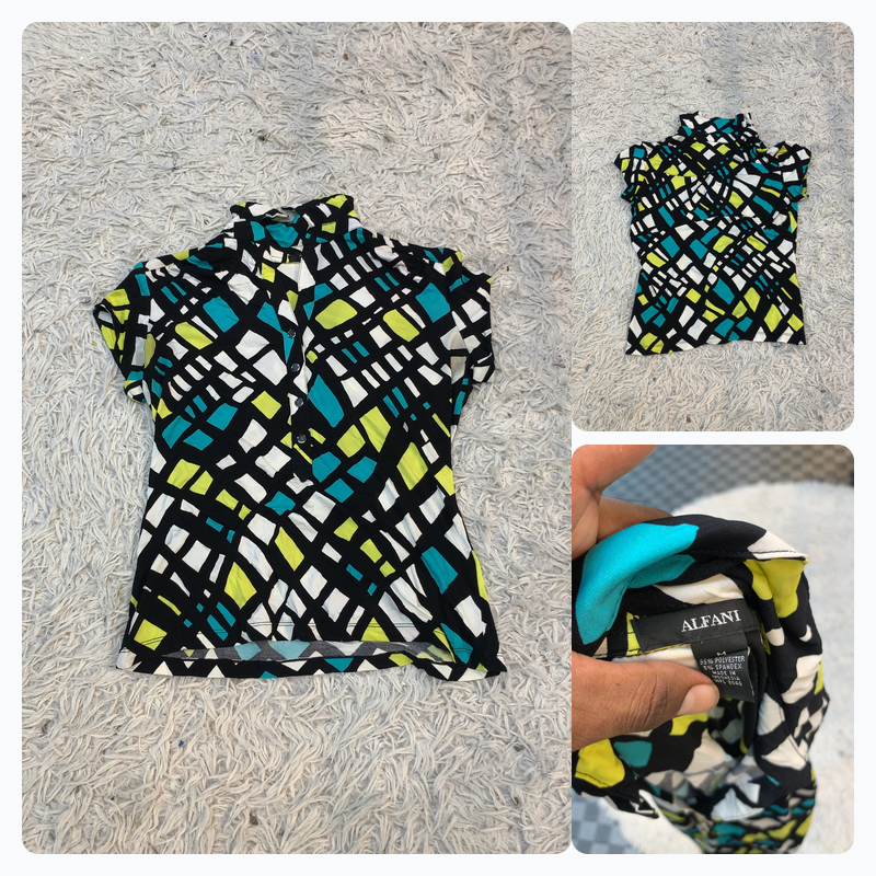 Alfani Women's Geometric Print Button-Up Top