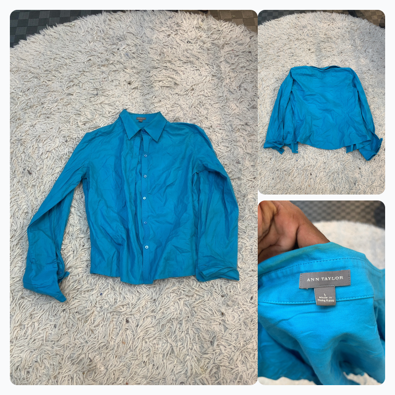 Ann Taylor Blue Button-Up Shirt