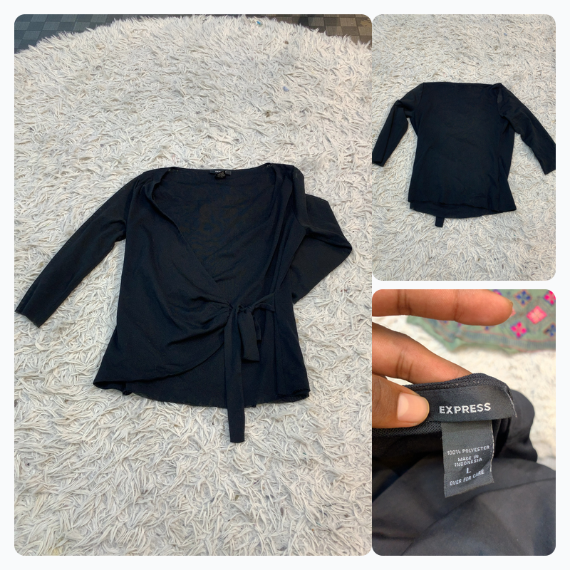Express Black Wrap Top