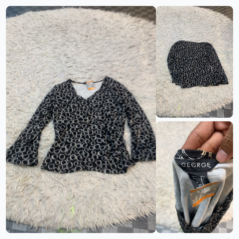George Black and White Patterned Blouse
