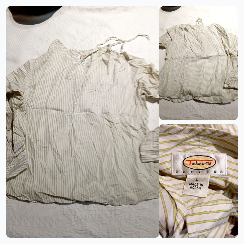 Talbots Petites striped peasant blouse (L) made in..
