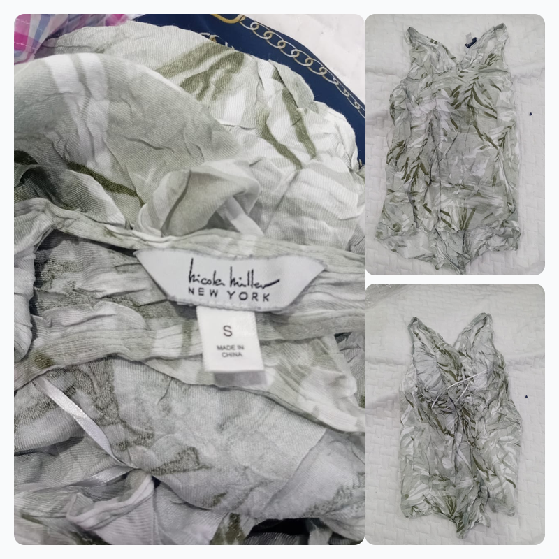 Nicole Miller New York sheer leaf-print crinkle ca..