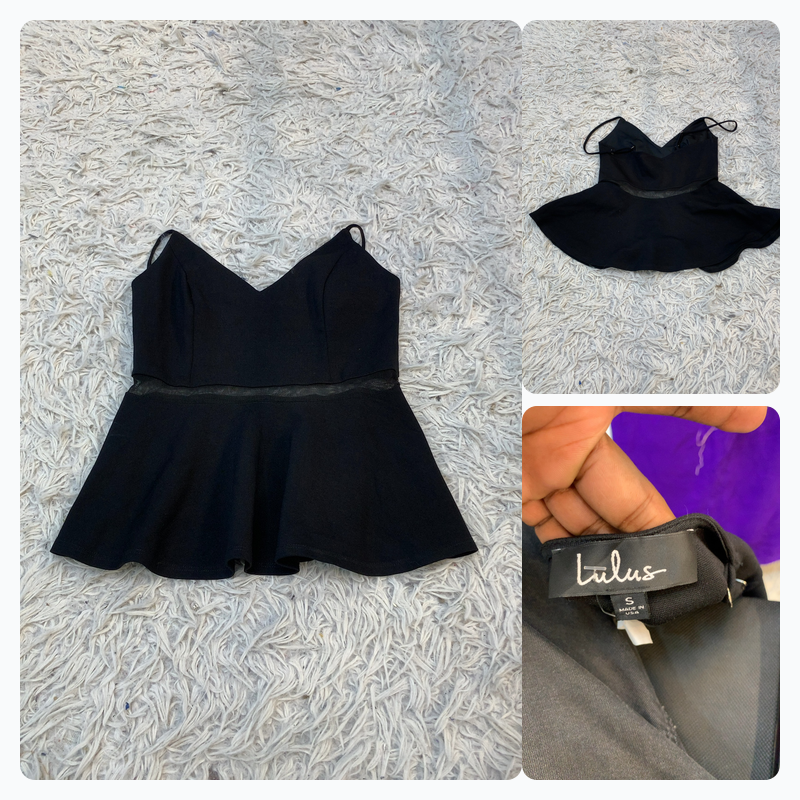 Black Peplum Cami Top