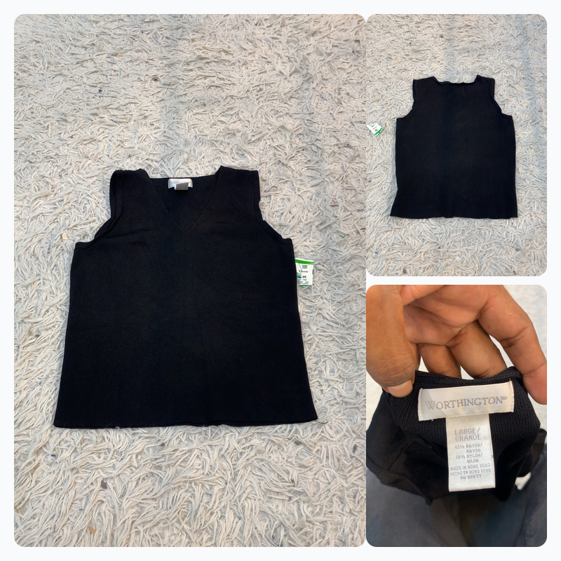 Worthington Black Sleeveless Knit Top