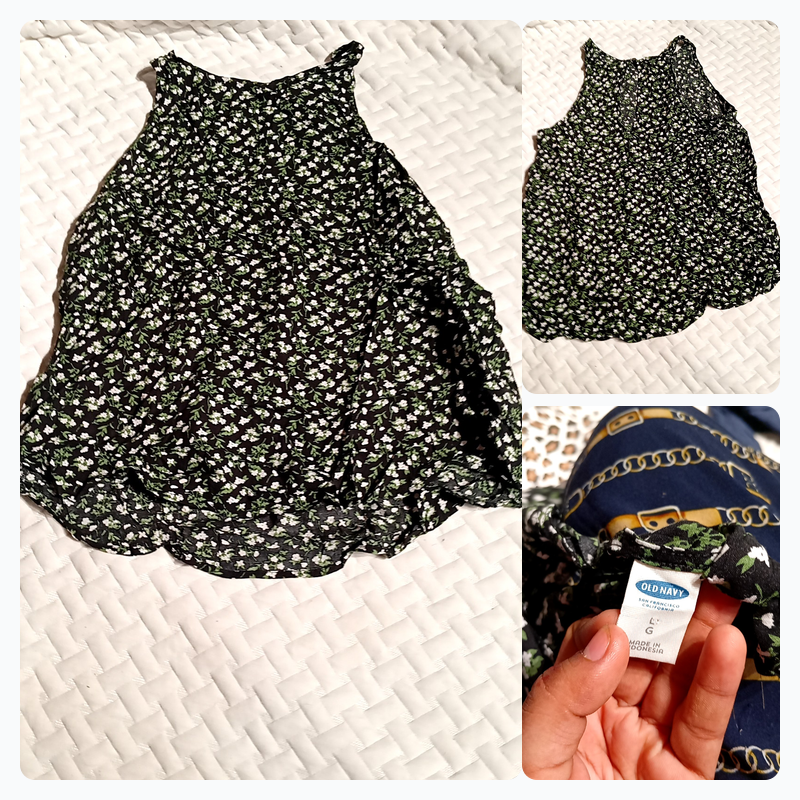 Old Navy ditsy floral mini dress - black/green/whi..