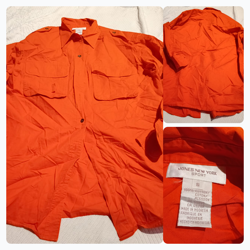 Jones New York Sport Orange Workwear Button-Up Shi..