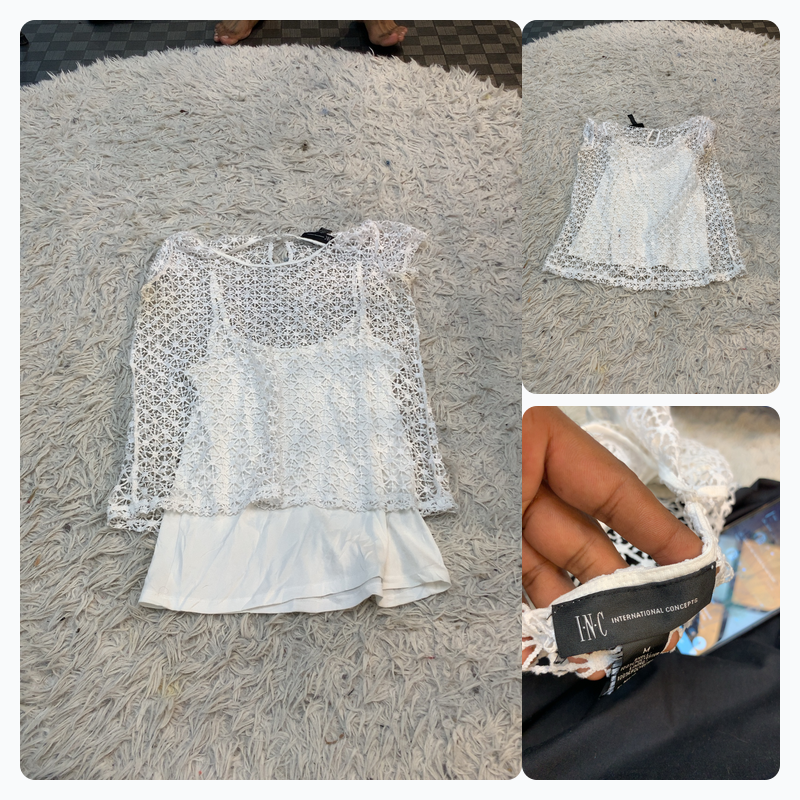 White Lace Overlay Tank Top