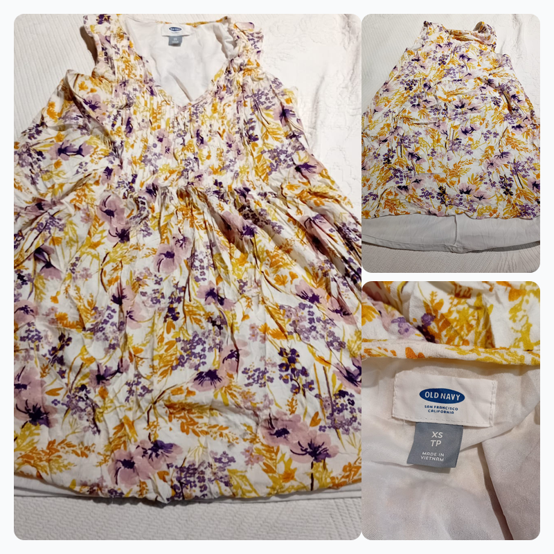 Old Navy フローラル ノースリーブ ミニドレス XS - ホワイト/イエロー/パープル