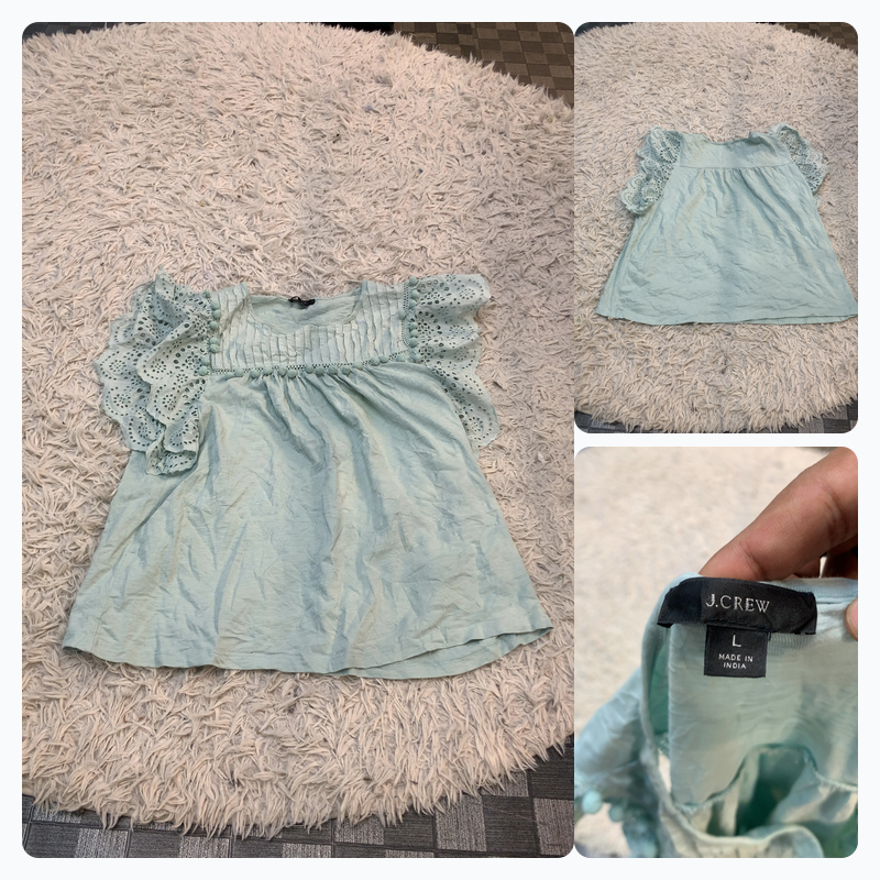 J.Crew eyelet flutter-sleeve peasant blouse in pas..