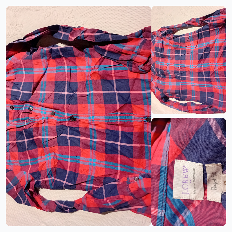 J.Crew Perfect Fit Plaid Button-Up Shirt Red/Navy ..