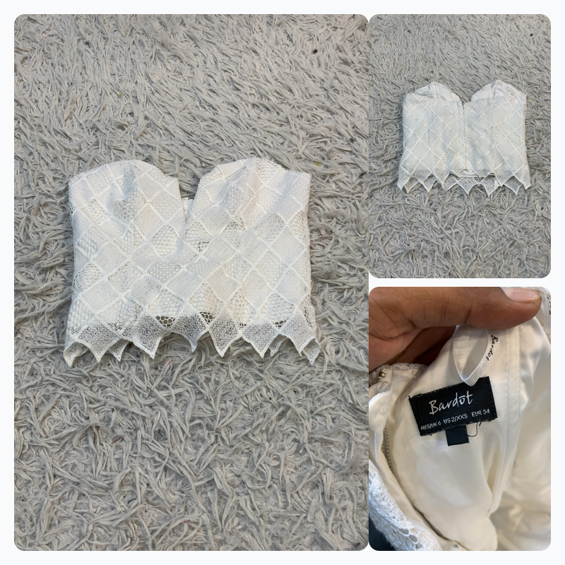 Bardot White Lace Corset Top