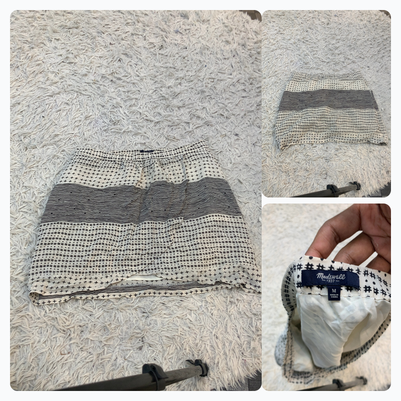 Madewell black/white geometric striped mini skirt ..