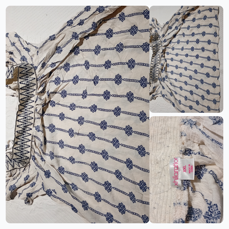 Xhilaration blue geometric smocked off-shoulder bl..