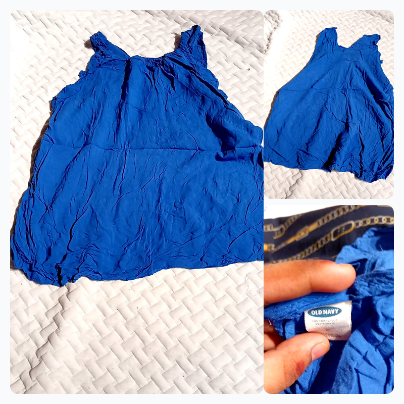 Vestido mini sin mangas de gasa arrugada azul de O..