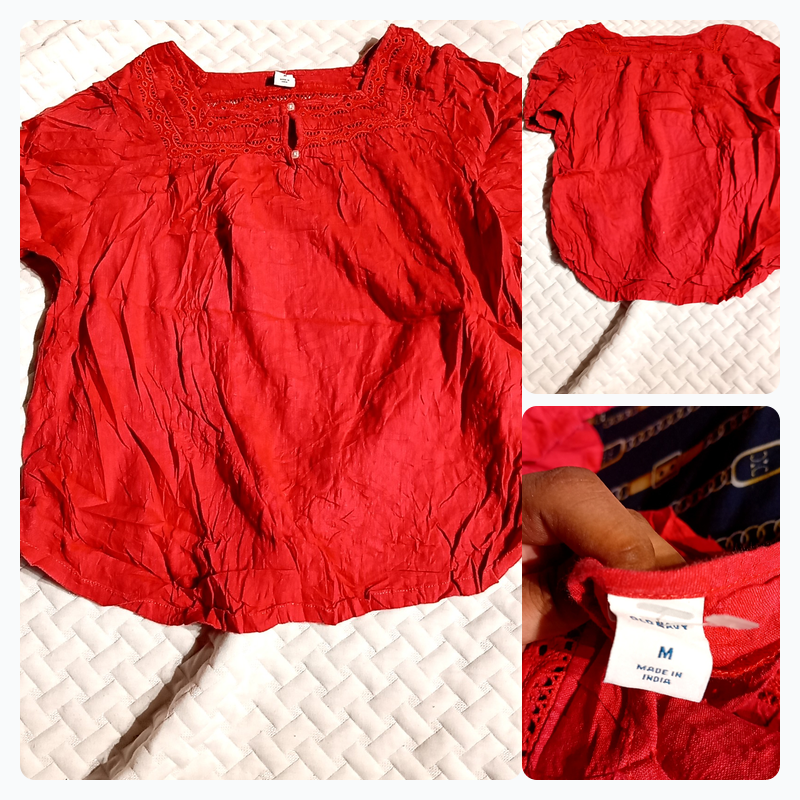 Blusa campesina de encaje rojo de Old Navy - M