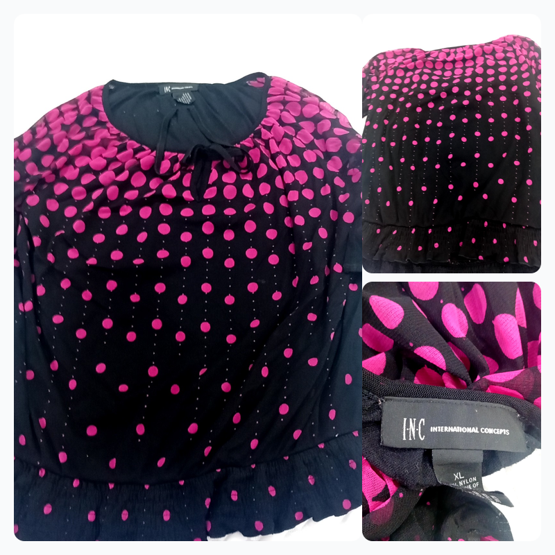INC International Concepts Blusa campesina rosa co..