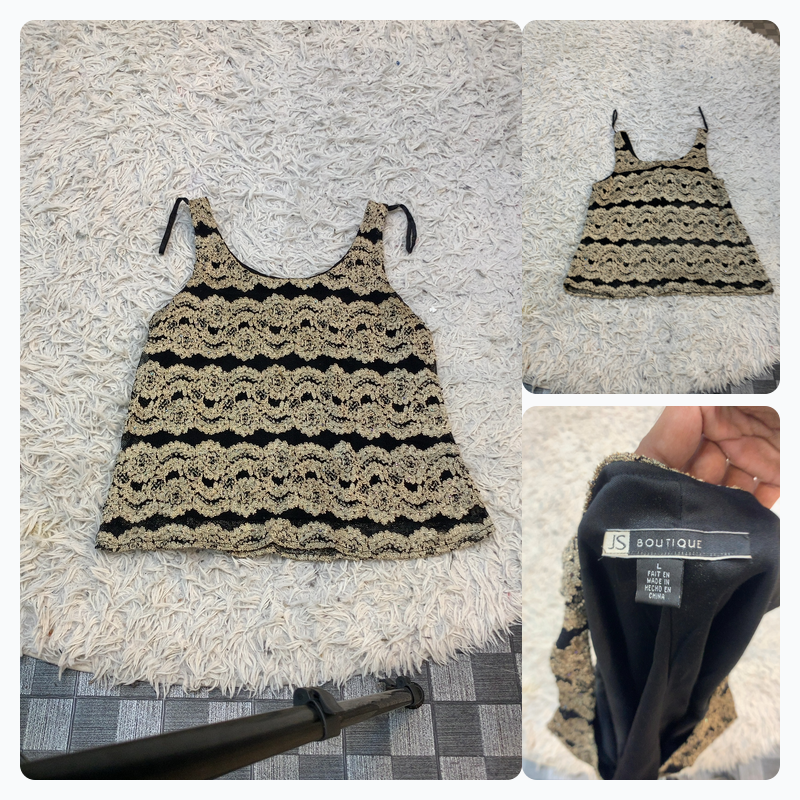 JS Boutique black/gold sequin lace camisole top - ..