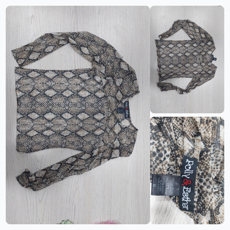 Polly & Esther Snakeskin Print Long Sleeve Top