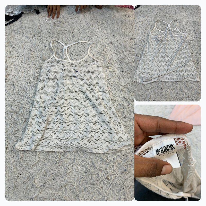 PINK Victoria's Secret White Crochet Tank Top