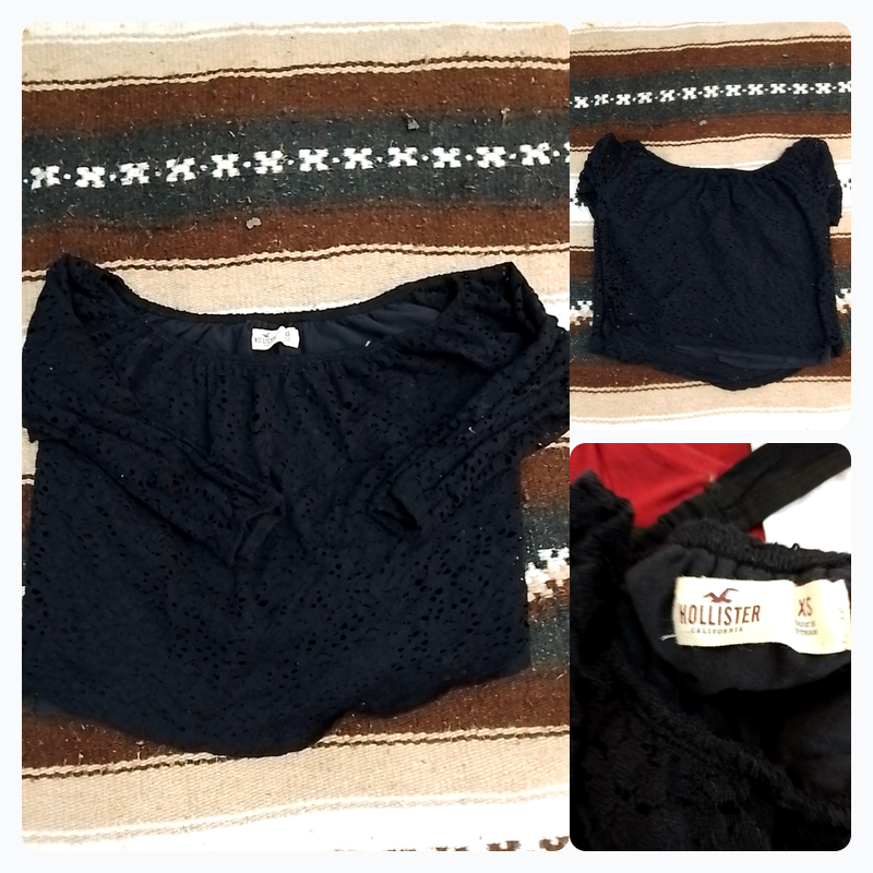 Hollister Black Lace Off-Shoulder Top