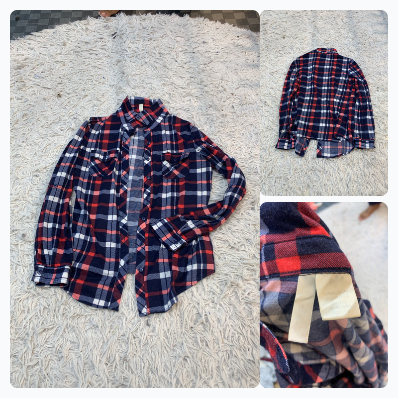 Red and Blue Plaid Flannel Shirt