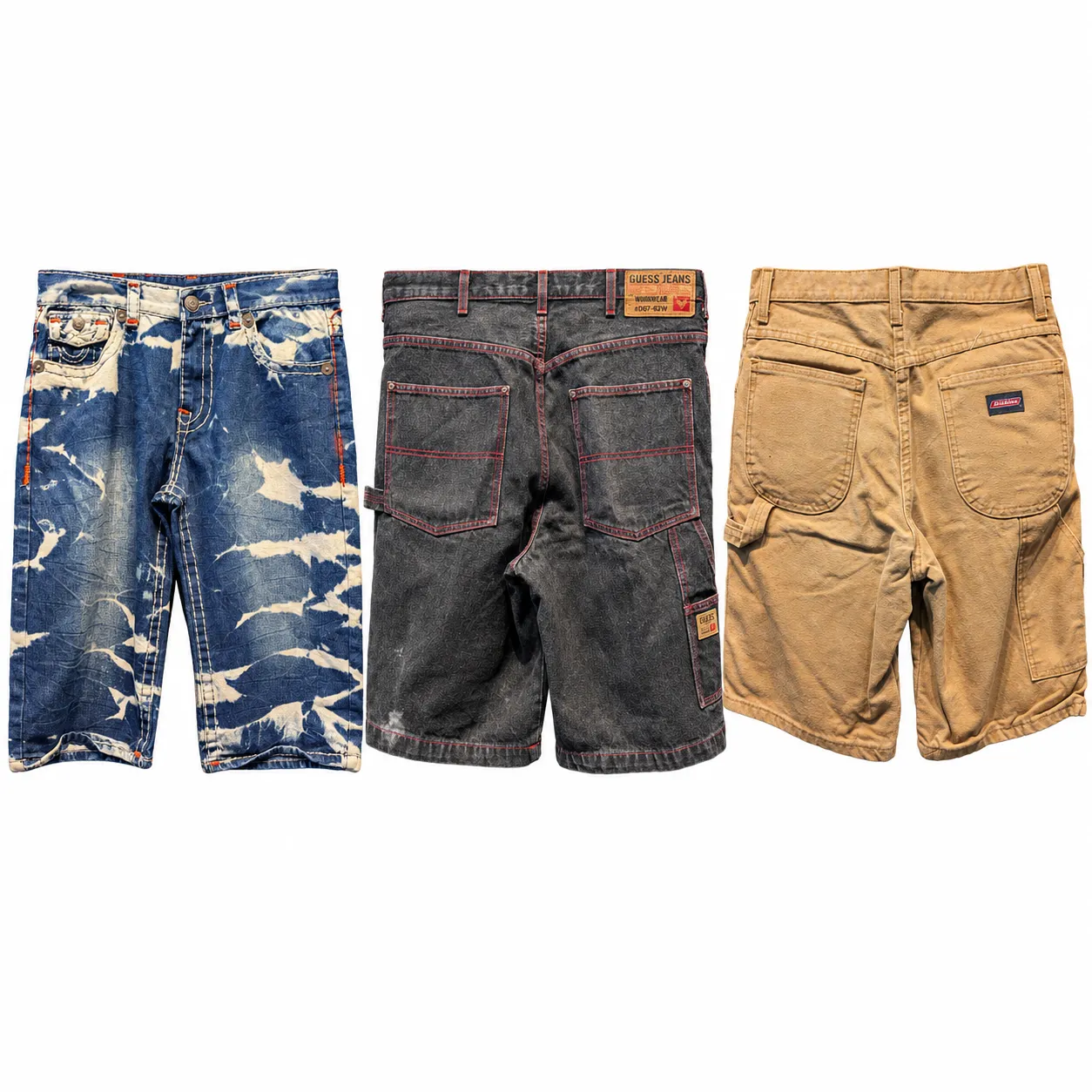 mixed jorts and workwear shorts