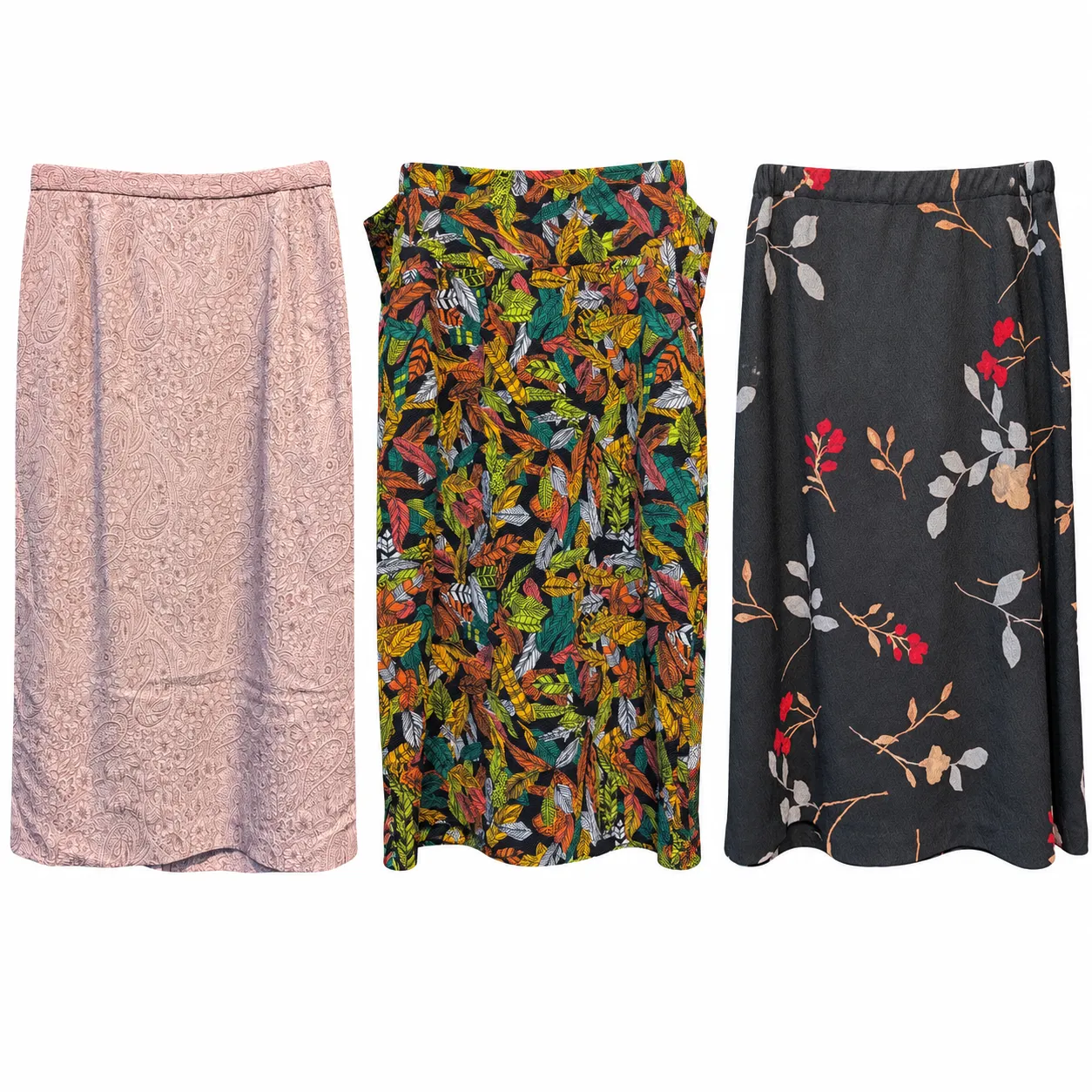 mixed floral and printed skirts