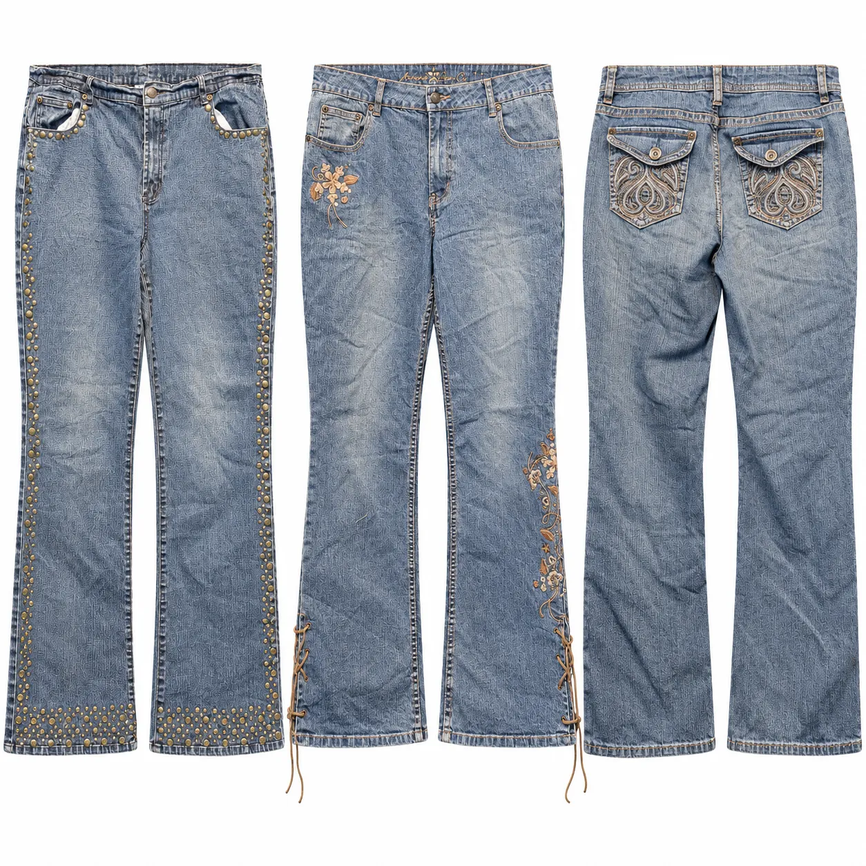jeans brodés et ornés style Y2K