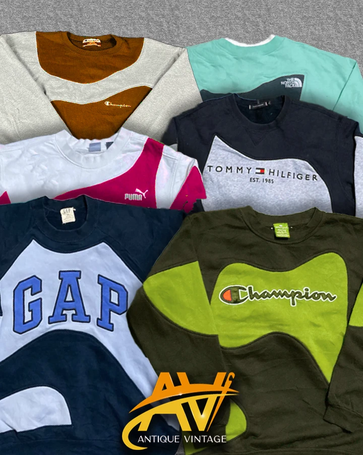 upcycled mixed branded sweatshirt