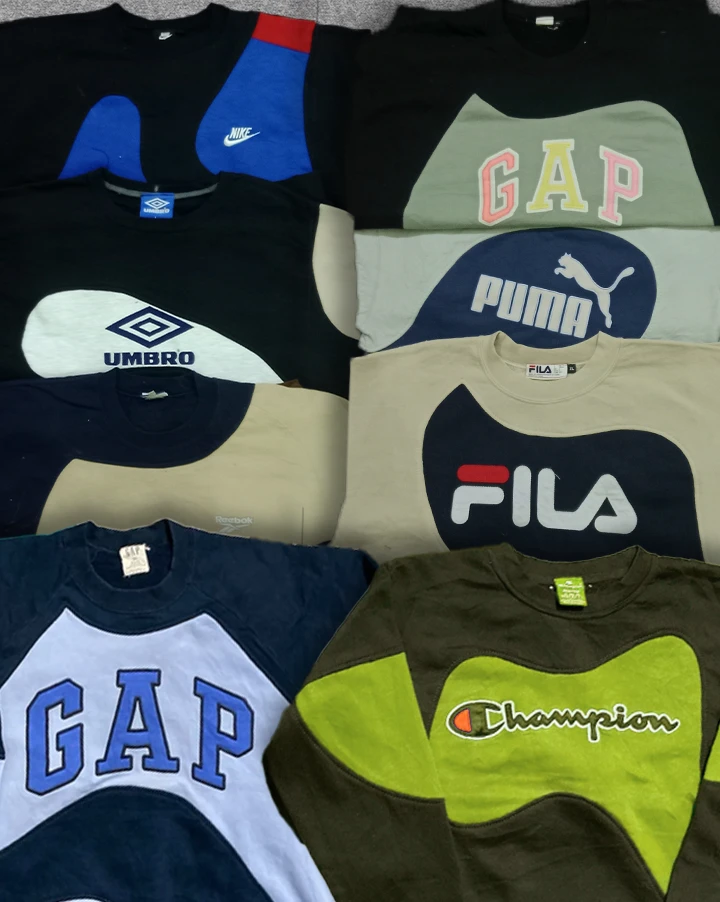 upcycled mixed branded sweatshirt