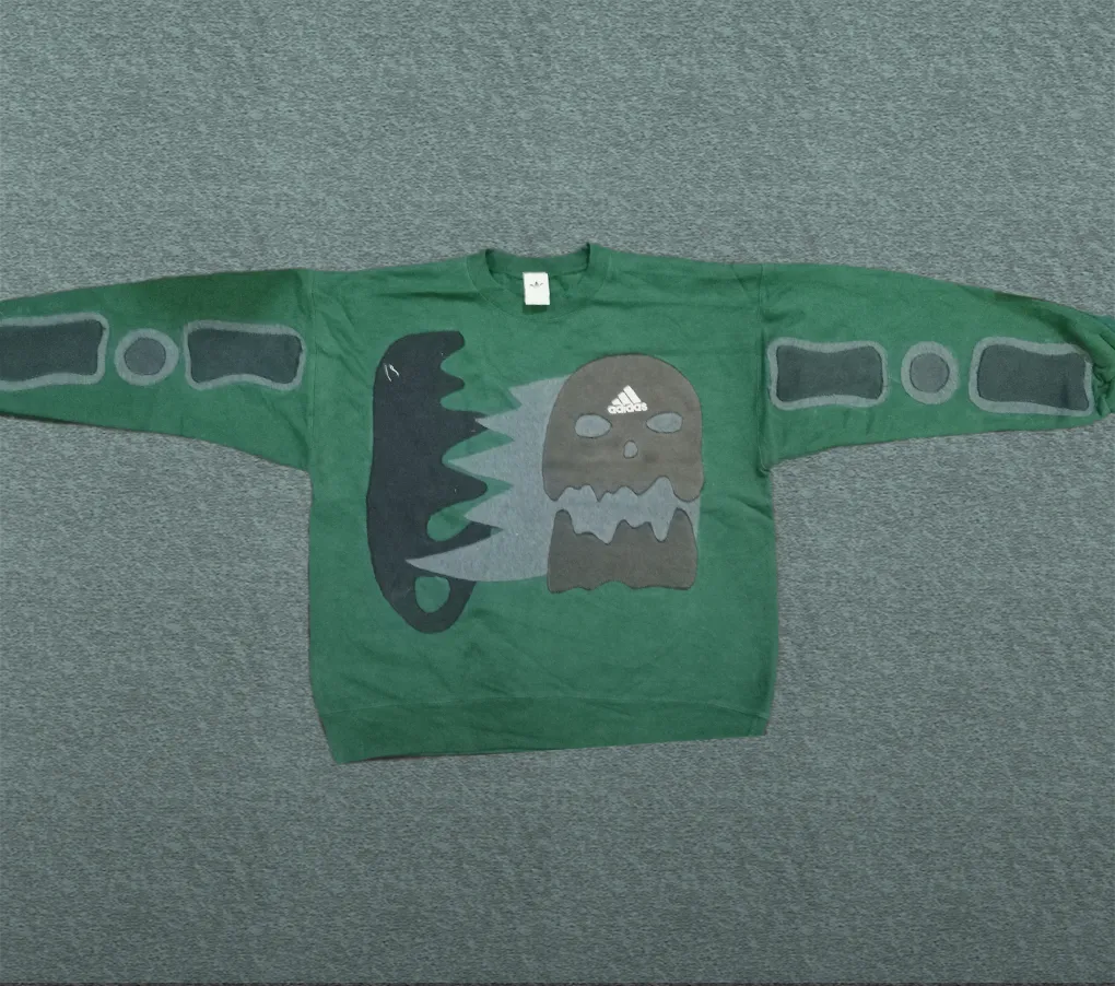 upcycled nike and adidas patchwork branded sweatsh..